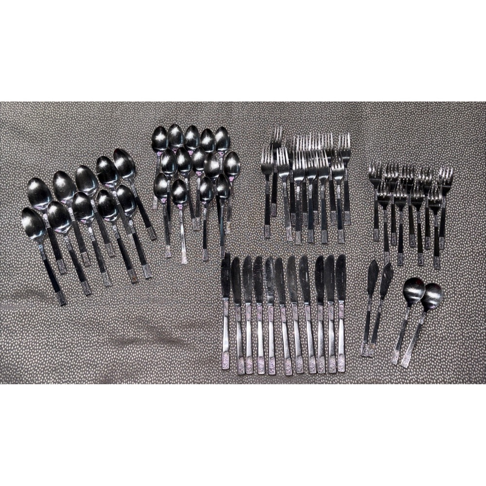 60 Stanley Roberts Rogers SRB115 Stainless Flatware Korea Knives Spoons Forks